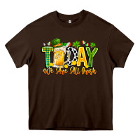 Chocolate Brown today we are all irish Heavy Core Tee - CowhideDigitalArt