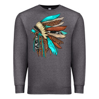 Charcoal Heather indian headdress Premium Sweatshirt - JahusDesignShop