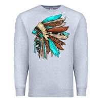Heather Grey indian headdress Premium Sweatshirt - JahusDesignShop