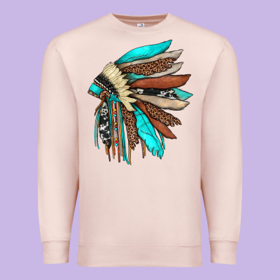 Indian Headdress Premium Sweatshirt Designed By Jahusdesignshop