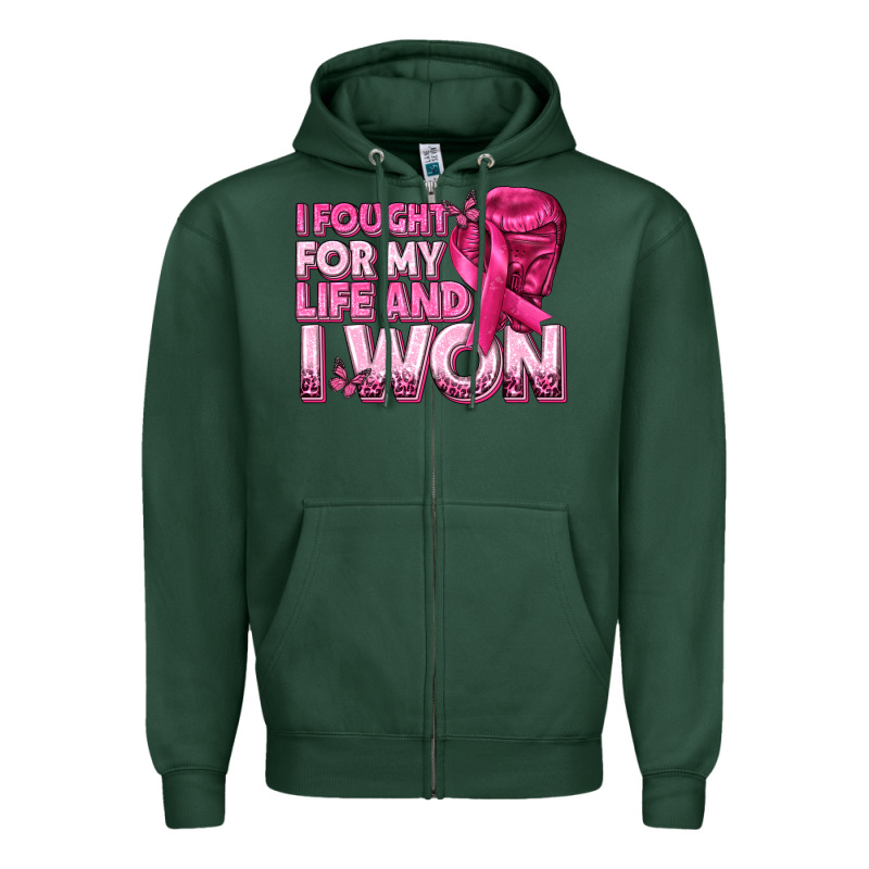 I Fought For My Life And I Won Breast Cancer Zipper Hoodie by texasbilliewilder | Teevron