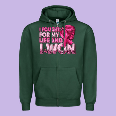 I Fought For My Life And I Won Breast Cancer Zipper Hoodie Designed By Texasbilliewilder