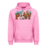 Fuchsia Pink just pray Urban Hoodie - NancyCooperArtShop