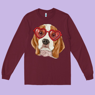 Long Sleeve Tee Beagle with love glasses