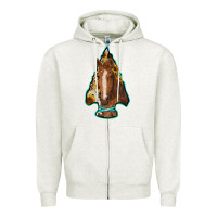 Oatmeal Heather arrowhead horse Zipper Hoodie - RanaPortraitStore