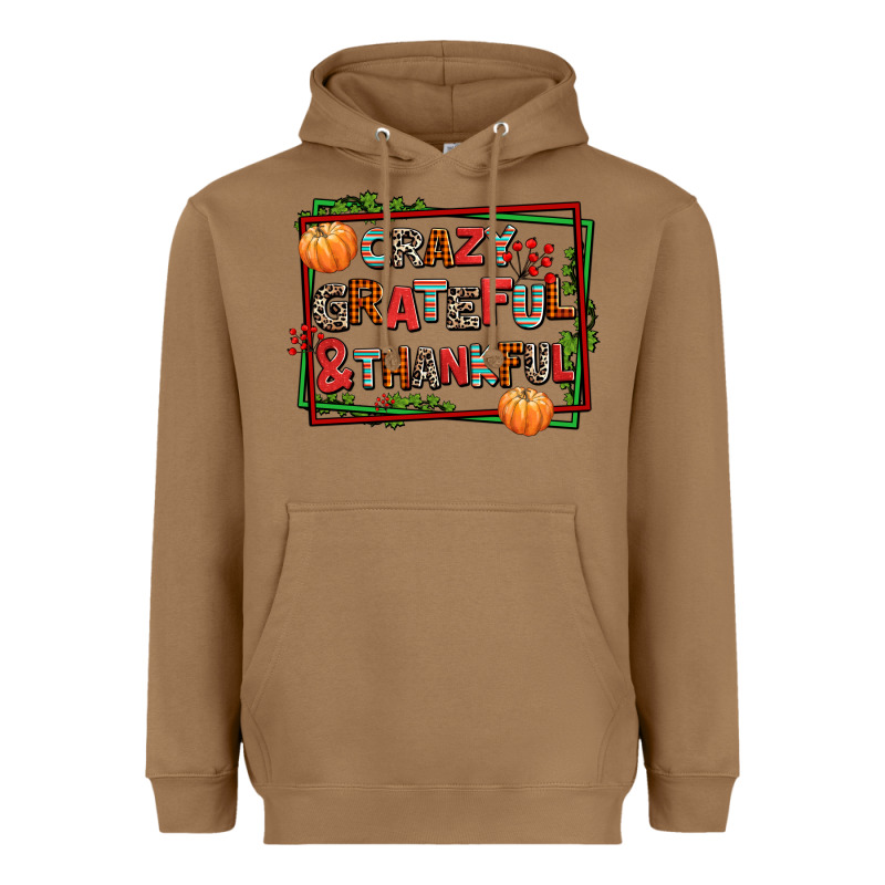 Crazy Grateful And Thankful Heavyweight Hoodie by AdoDesignShop | Teevron