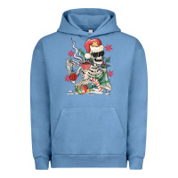 Pigment Pebble Blue skeleton santa Urban Hoodie - MaliasSmallBusiness