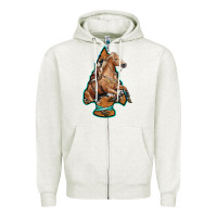Oatmeal Heather arrowhead horse, Zipper Hoodie - RanaPortraitStore