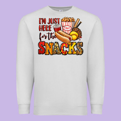 I'm Just Here For The Snacks Softball Premium Sweatshirt Designed By Jasminsmagicworld