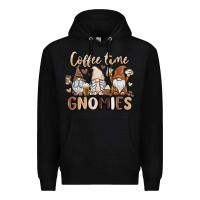 Black coffee time gnomies Premium Hoodie - MaliasSmallBusiness