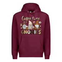 Burgundy coffee time gnomies Premium Hoodie - MaliasSmallBusiness