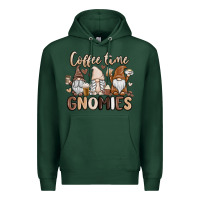 Sports Green coffee time gnomies Premium Hoodie - MaliasSmallBusiness