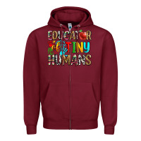 Burgundy educator of tiny humans Zipper Hoodie - Zillion Design Studio