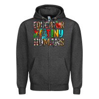 Charcoal Heather educator of tiny humans Zipper Hoodie - Zillion Design Studio