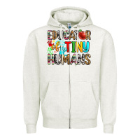 Oatmeal Heather educator of tiny humans Zipper Hoodie - Zillion Design Studio