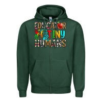 Sports Green educator of tiny humans Zipper Hoodie - Zillion Design Studio