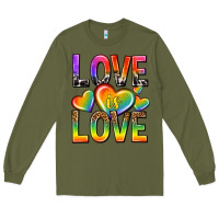 Army Green love is love with hearts Long Sleeve Tee - texasbilliewilder