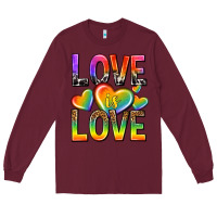 Burgundy love is love with hearts Long Sleeve Tee - texasbilliewilder