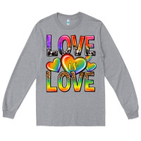 Heather Grey love is love with hearts Long Sleeve Tee - texasbilliewilder