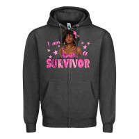 Charcoal Heather I Am a Survivor Breast Cancer with Afro Woman Zipper Hoodie - texasbilliewilder