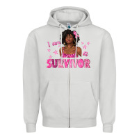 Dove Grey I Am a Survivor Breast Cancer with Afro Woman Zipper Hoodie - texasbilliewilder