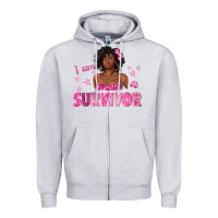 Heather Grey I Am a Survivor Breast Cancer with Afro Woman Zipper Hoodie - texasbilliewilder