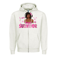 Oatmeal Heather I Am a Survivor Breast Cancer with Afro Woman Zipper Hoodie - texasbilliewilder