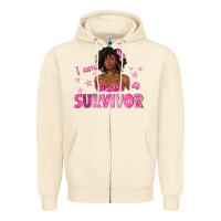 Sandshell I Am a Survivor Breast Cancer with Afro Woman Zipper Hoodie - texasbilliewilder