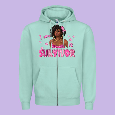 I Am A Survivor Breast Cancer With Afro Woman Zipper Hoodie Designed By Texasbilliewilder