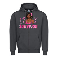 Smoke I Am a Survivor Breast Cancer with Afro Woman Zipper Hoodie - texasbilliewilder