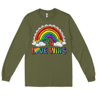 Army Green love wins with daisy and heart Long Sleeve Tee - texasbilliewilder