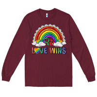 Burgundy love wins with daisy and heart Long Sleeve Tee - texasbilliewilder