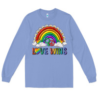 Colony Blue love wins with daisy and heart Long Sleeve Tee - texasbilliewilder