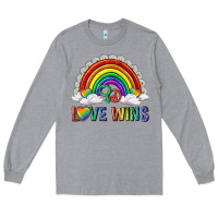 Heather Grey love wins with daisy and heart Long Sleeve Tee - texasbilliewilder