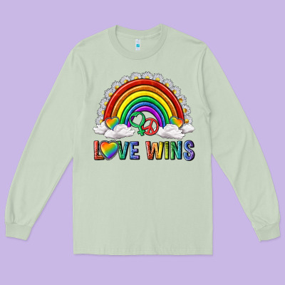 Long Sleeve Tee love wins with daisy and heart
