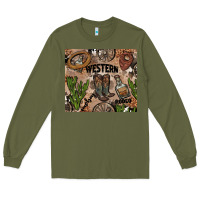 Army Green western rodeo Long Sleeve Tee - AdoDesignShop