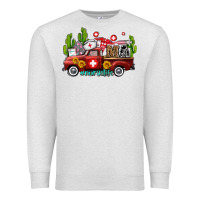 Oatmeal Heather ma medical assistant nurse truck with cactus and sunflowers Premium Sweatshirt - AdoDesignShop