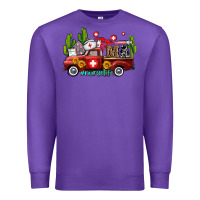 Purple ma medical assistant nurse truck with cactus and sunflowers Premium Sweatshirt - AdoDesignShop