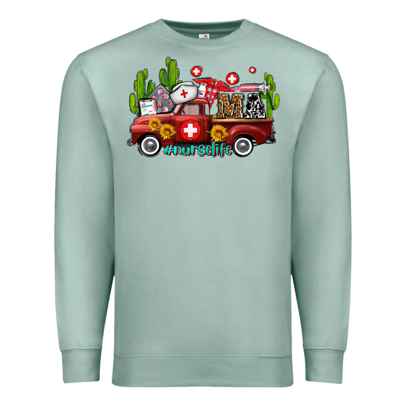 Ma Medical Assistant Nurse Truck With Cactus And Sunflowers Premium Sweatshirt by AdoDesignShop | Teevron