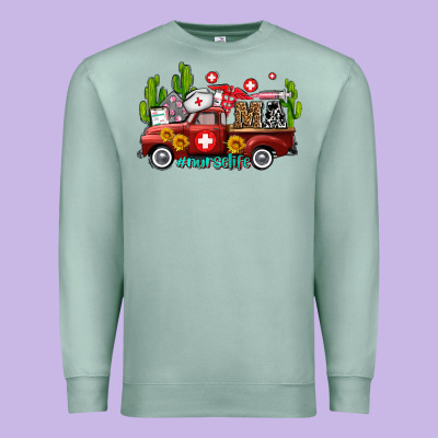 Ma Medical Assistant Nurse Truck With Cactus And Sunflowers Premium Sweatshirt Designed By Adodesignshop