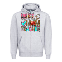 Heather Grey wife mom teacher Zipper Hoodie - Zillion Design Studio