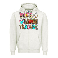 Oatmeal Heather wife mom teacher Zipper Hoodie - Zillion Design Studio