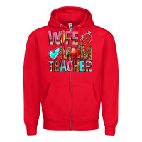 Red wife mom teacher Zipper Hoodie - Zillion Design Studio