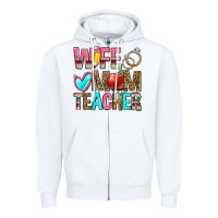 White wife mom teacher Zipper Hoodie - Zillion Design Studio