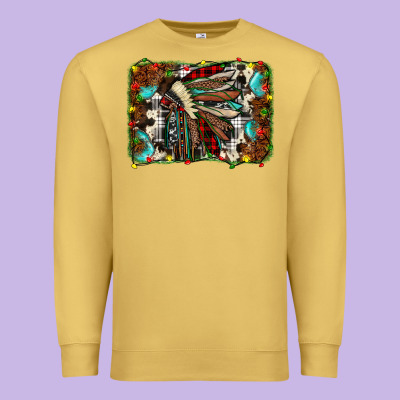 Christmas Indian Headdress Premium Sweatshirt Designed By Jahusdesignshop