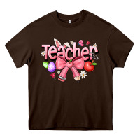 Chocolate Brown easter teacher Heavy Core Tee - CowhideDigitalArt