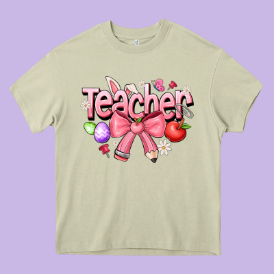 Easter Teacher Heavy Core Tee Designed By Cowhidedigitalart