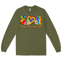 Army Green peace love equality Long Sleeve Tee - texasbilliewilder