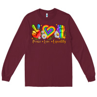 Burgundy peace love equality Long Sleeve Tee - texasbilliewilder