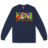 Navy peace love equality Long Sleeve Tee - texasbilliewilder